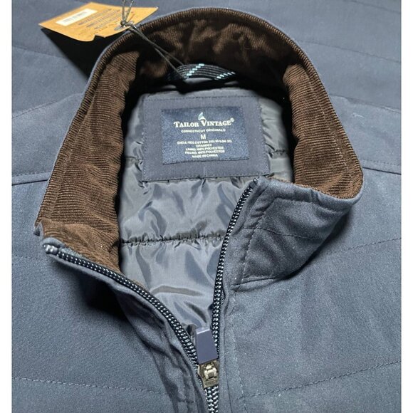 Tailor Vintage Mens Quilted Vest Size Medium Dark Navy Blue - Picture 3 of 7